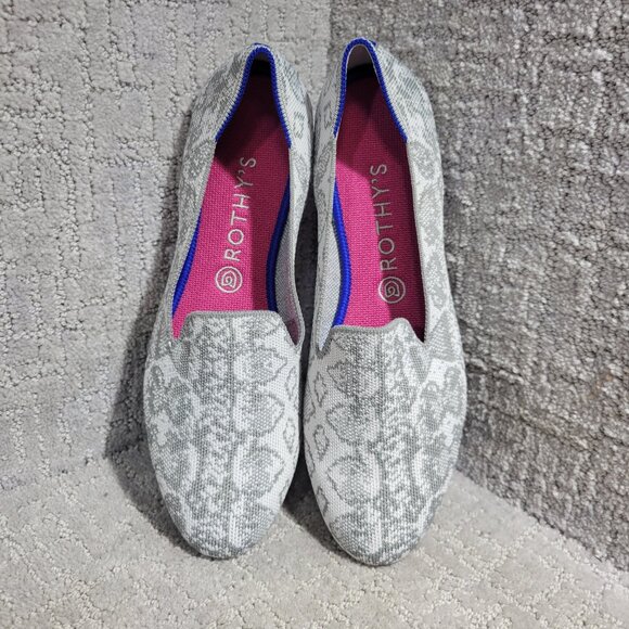 Rothy's The Loafer Women's Size 10.5 US Grey Snake Round Toe Slip on Flat Shoes - Picture 1 of 11